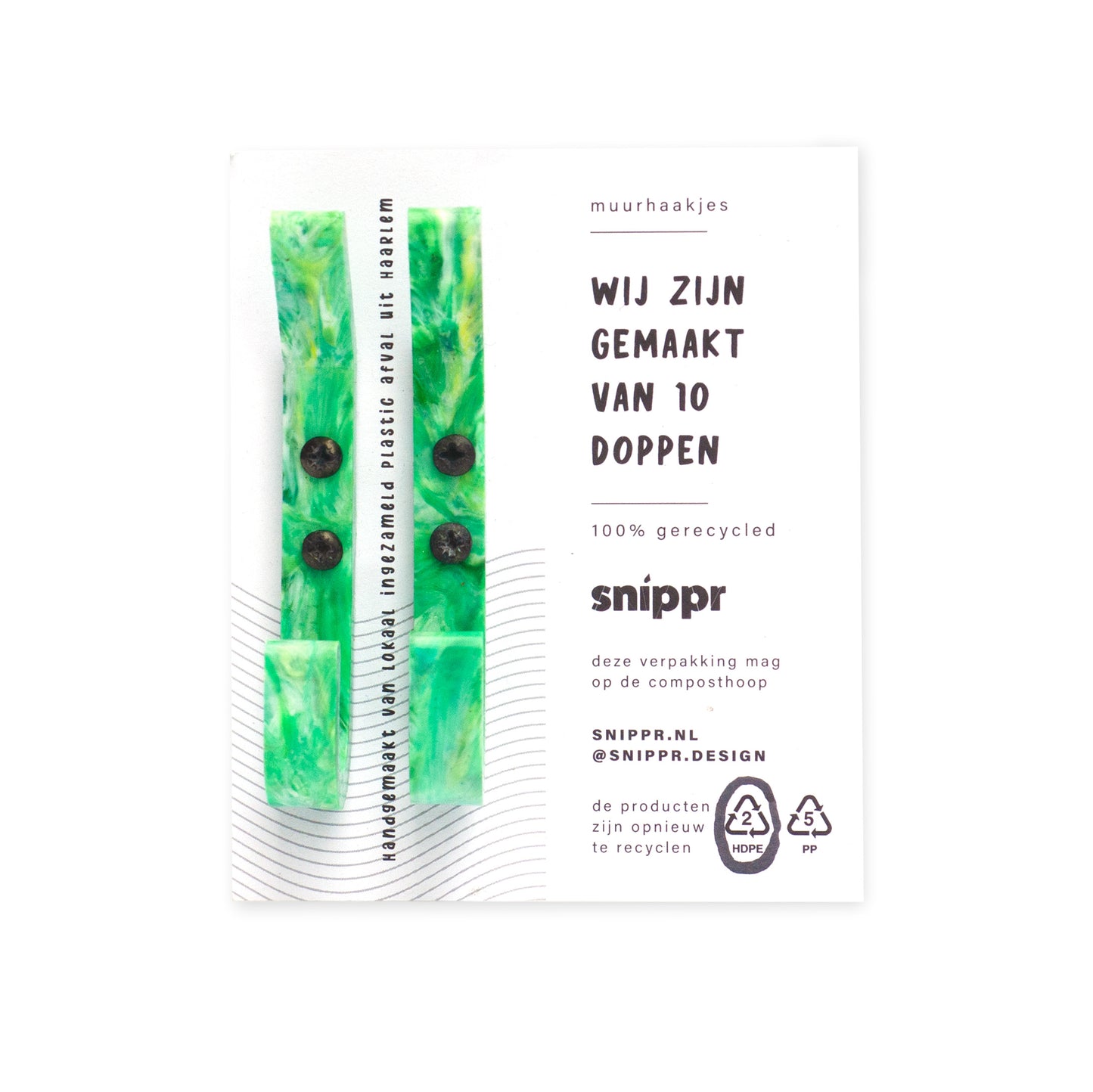 Muurhaakjes groen